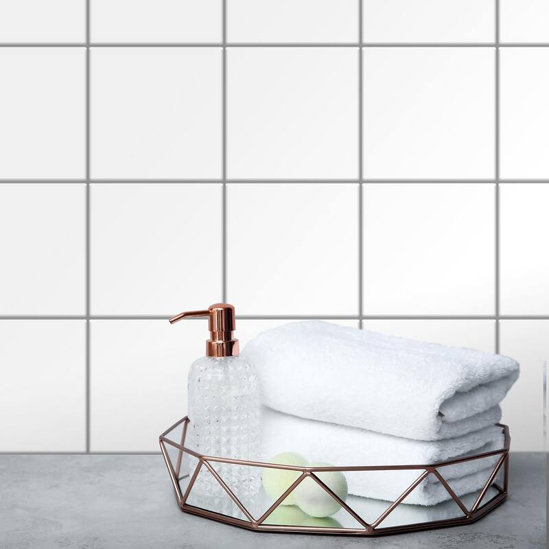Walplus Classic White Glossy 3D Tile Sticker Peel and Stick Kitchen Backsplash