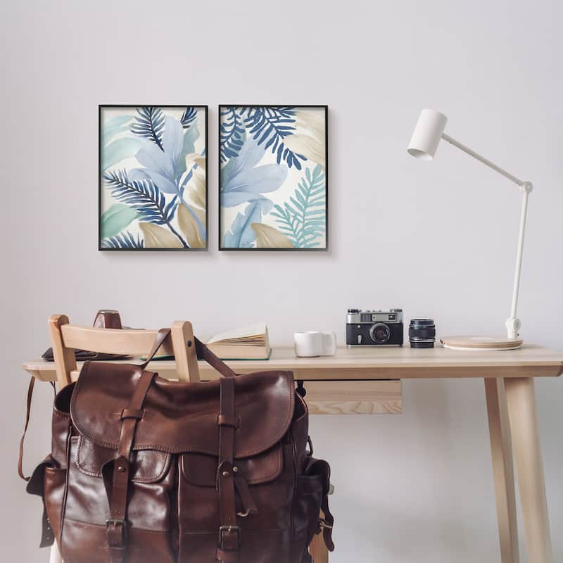 Stupell Tropical Flower Petal Leaf Sprigs Botanical Pastels 2 Piece Framed Wall Art, Design by Elizabeth Medley