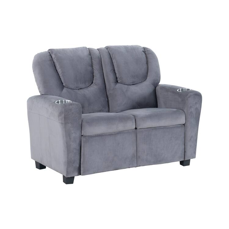 Kids Recliner Loveseat - Toddler Reclining Chair for Ages 3-5 with Cup Holders, Push-Back Recline, and Adjustable Footrest