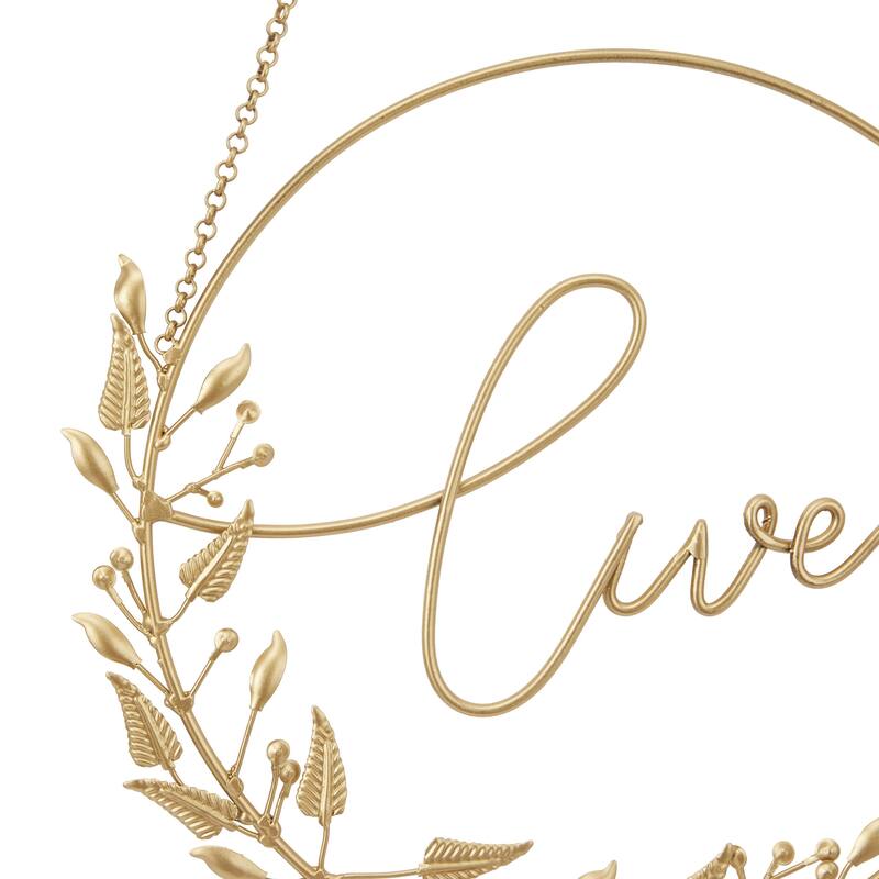 Metal Love, Laugh, Live Decorative Sign with Chain Hanger - Set of 3 Gold - Roche River Decor