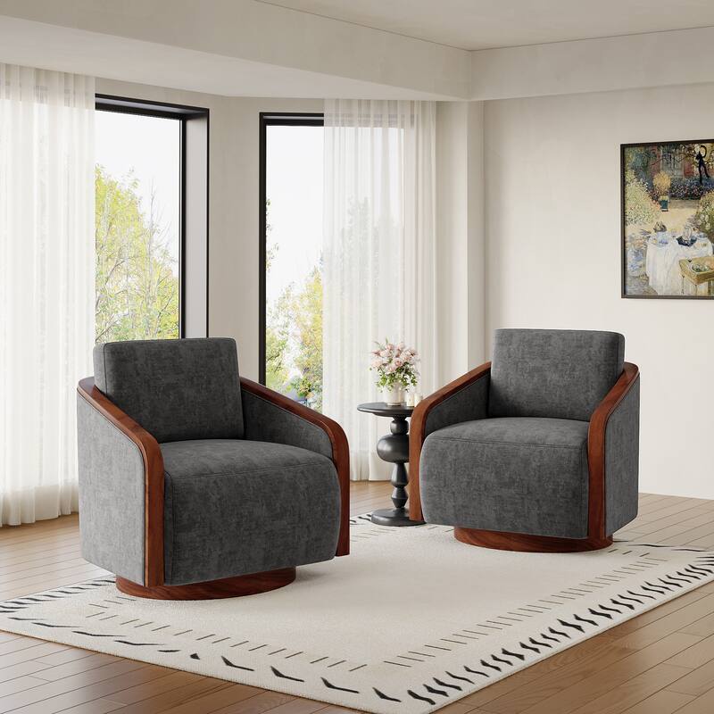 Modern Upholstered Swivel Accent Chair Set of 2