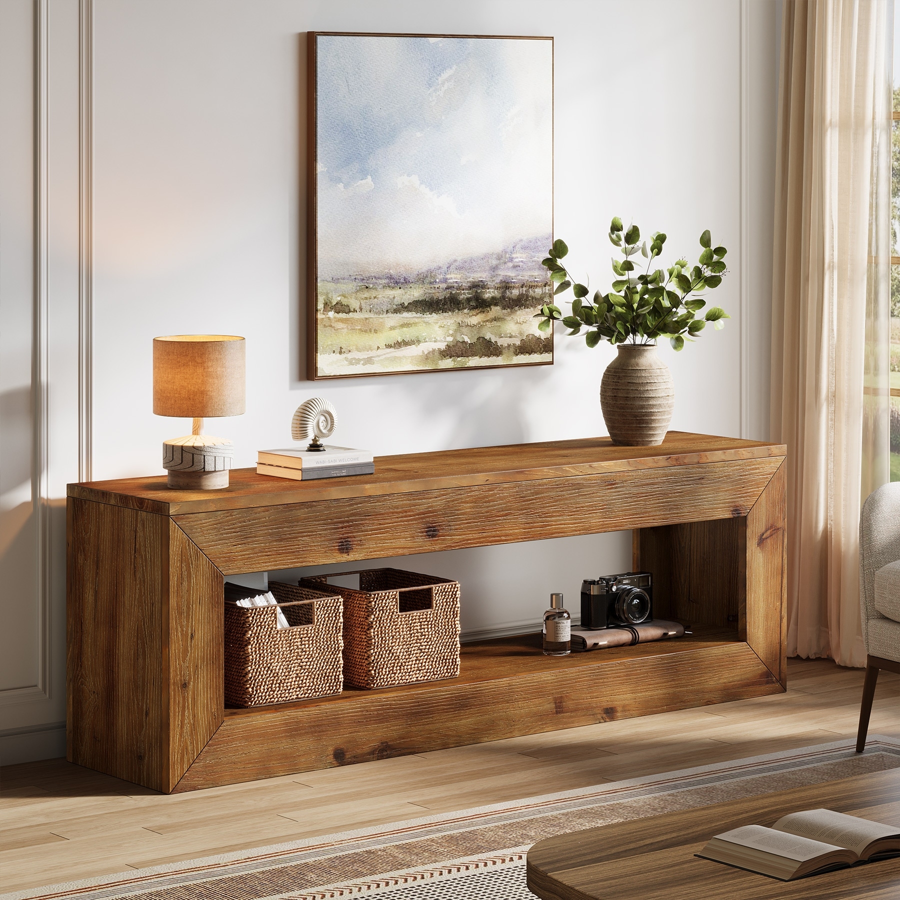 Farmhouse TV Console with Storage