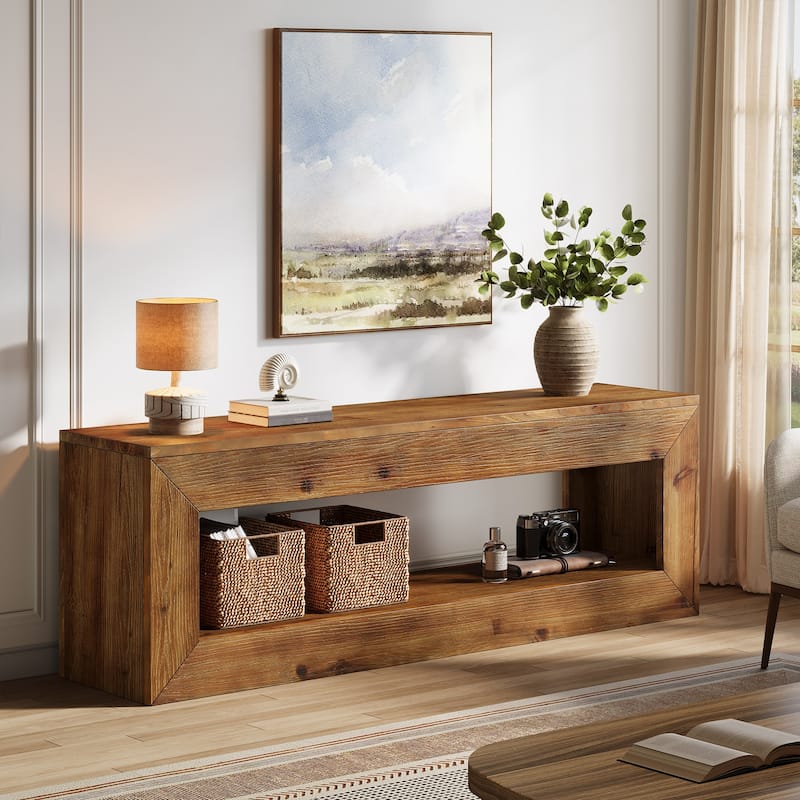 Farmhouse TV Console with Storage - Brown