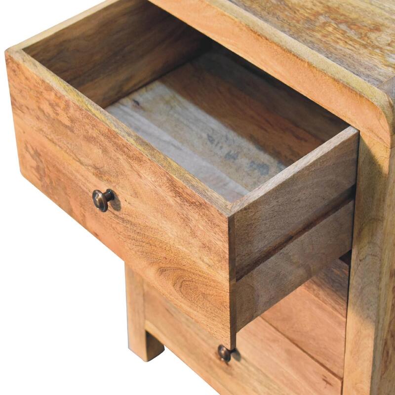 Artisan Furniture Solid Wood Oak-ish Naya Nightstand, Beige, 3 Drawers