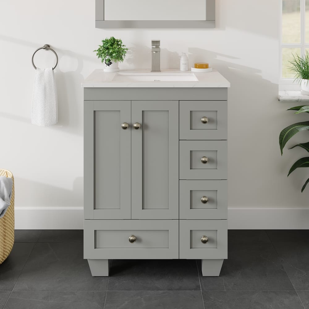 Eviva Acclaim Bath Vanity with Carrara Quartz Top & Undermount Sink