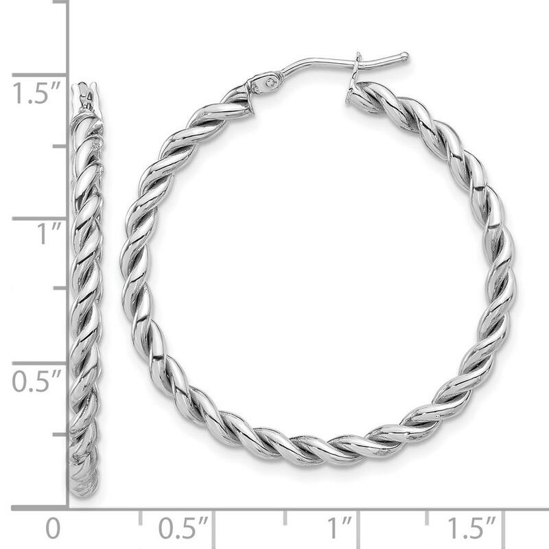 Curata 14k White Gold Polished Twist Hoop Earrings - 35.5x35mm