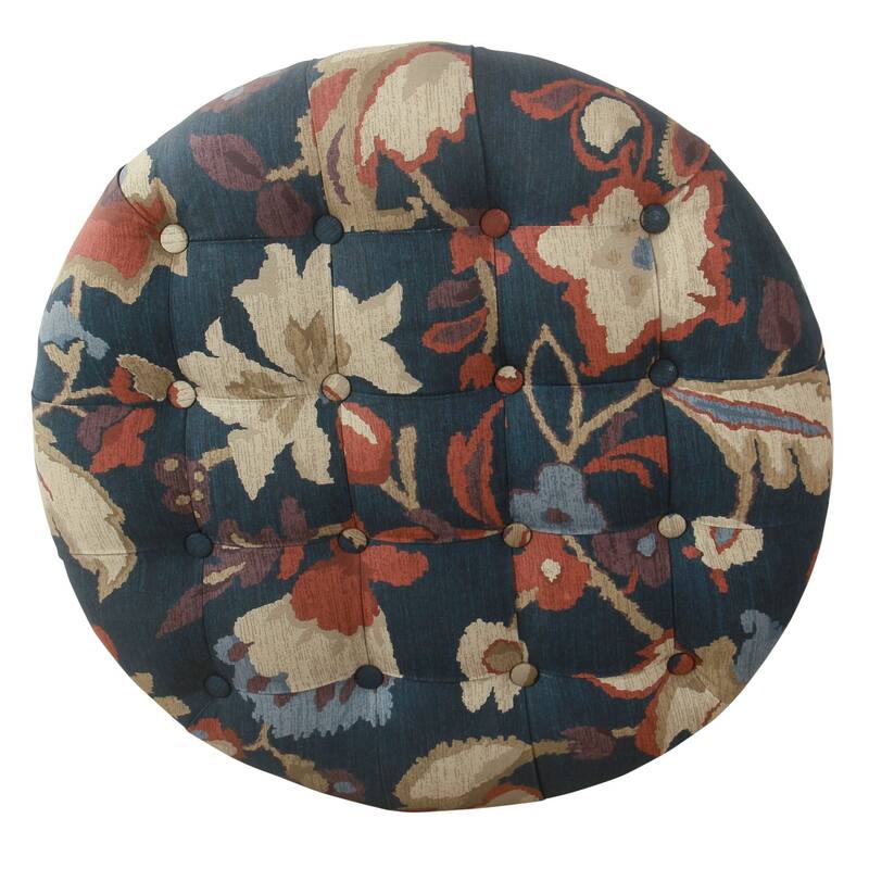 HomePop Tufted Round Storage Ottoman - Navy