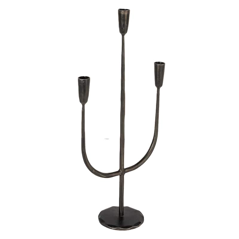 Hand-Forged Metal Candelabra - 9.5"L x 4.0"W x 21.5"H - Silver