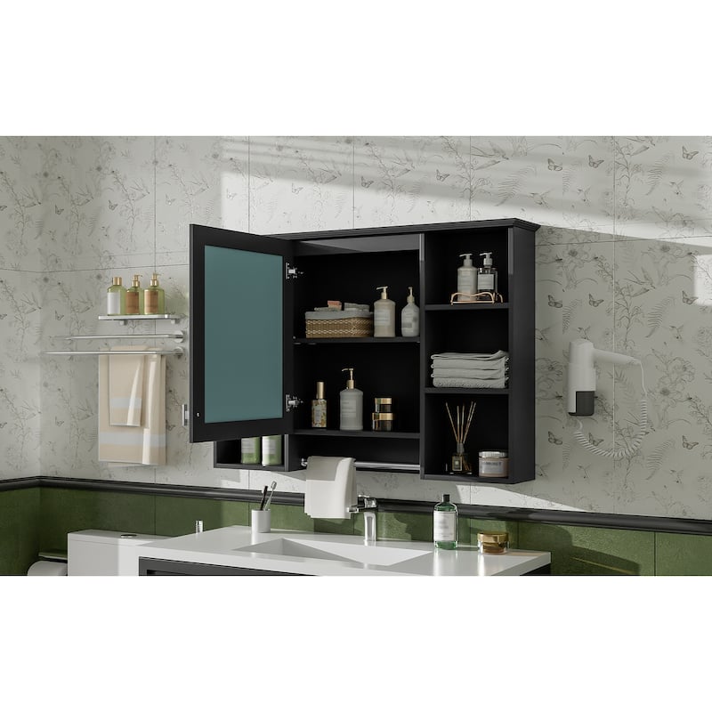 3-in-1 Bathroom Mirror Cabinet, 42 inch Wall Mounted Medicine Cabinet with Adjustable Shelf & Soft Close Door