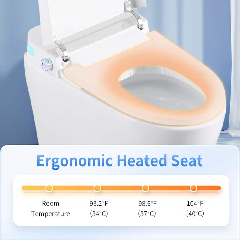 Tankless Smart Toilet With Bidet Built In, One-Piece Bidet Toilet Seat, Auto Flush,Heated Seat,Remote Control