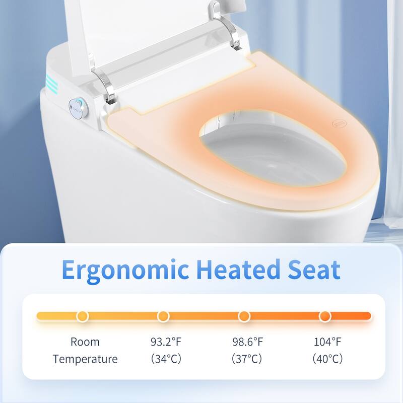 Tankless Smart Toilet with Built In Bidet. Auto Open Close. Heated Seat. Warm Water. Dryer. Foot Sensor