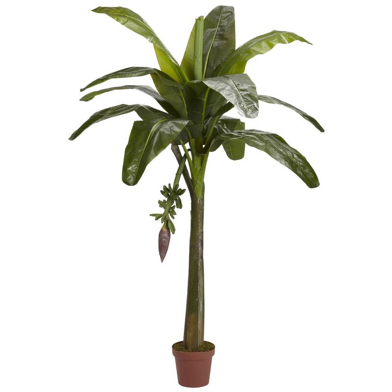 Banana Silk Tree 6Ft Real Touch - Modern Home Decor Accent Plant, Adjustable Green Leaves, Realistic Faux Tree - 6ft.