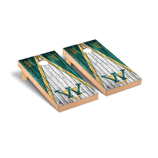 slide 2 of 5, College Vault Wayne State Warriors Weathered Cornhole Board Set