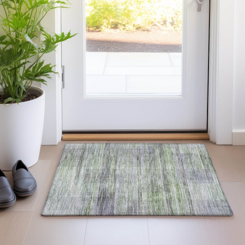 Machine Washable Indoor/ Outdoor Chantille Contemporary Imprints Rug
