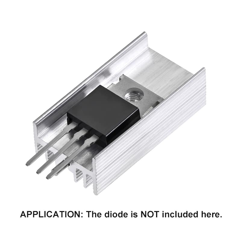 30x15x10mm TO-220 Aluminum Heatsink for MOSFET Transistor Diode with a Pin 10pcs - Silver Tone