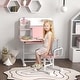 preview thumbnail 10 of 16, Qaba Kids Desk and Chair Set, Height Adjustable Kids School Study Desk and Chair Set with Tilt Desktop, Storage Drawer Pink