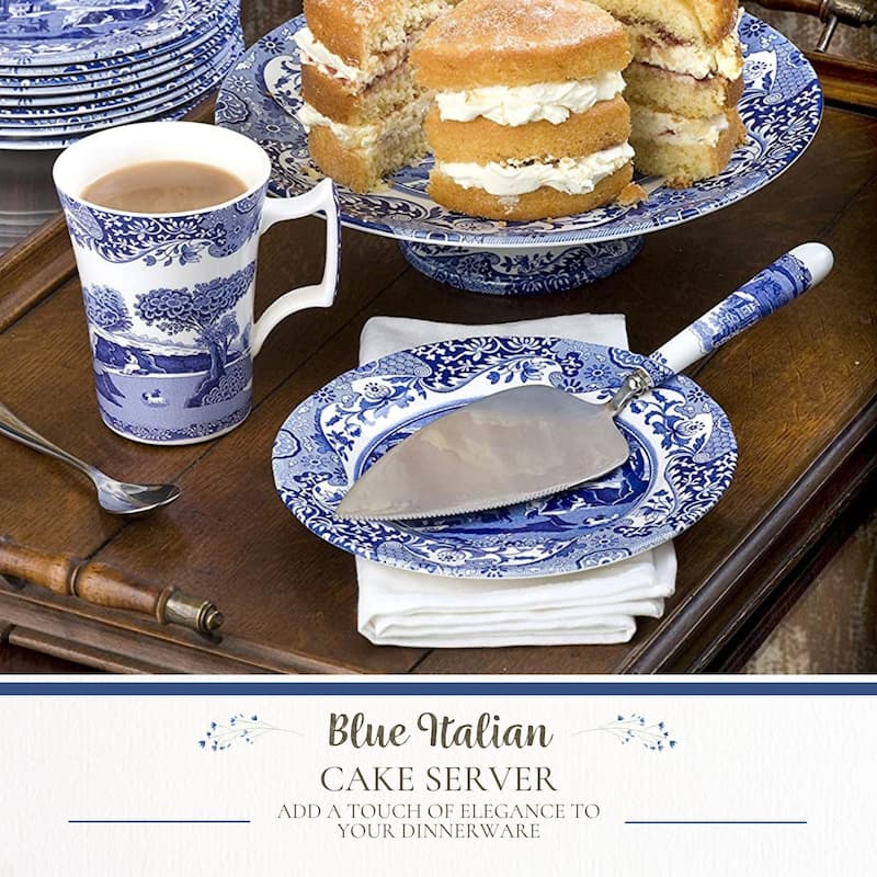Spode Blue Italian Dessert Cake Server - 10 inch