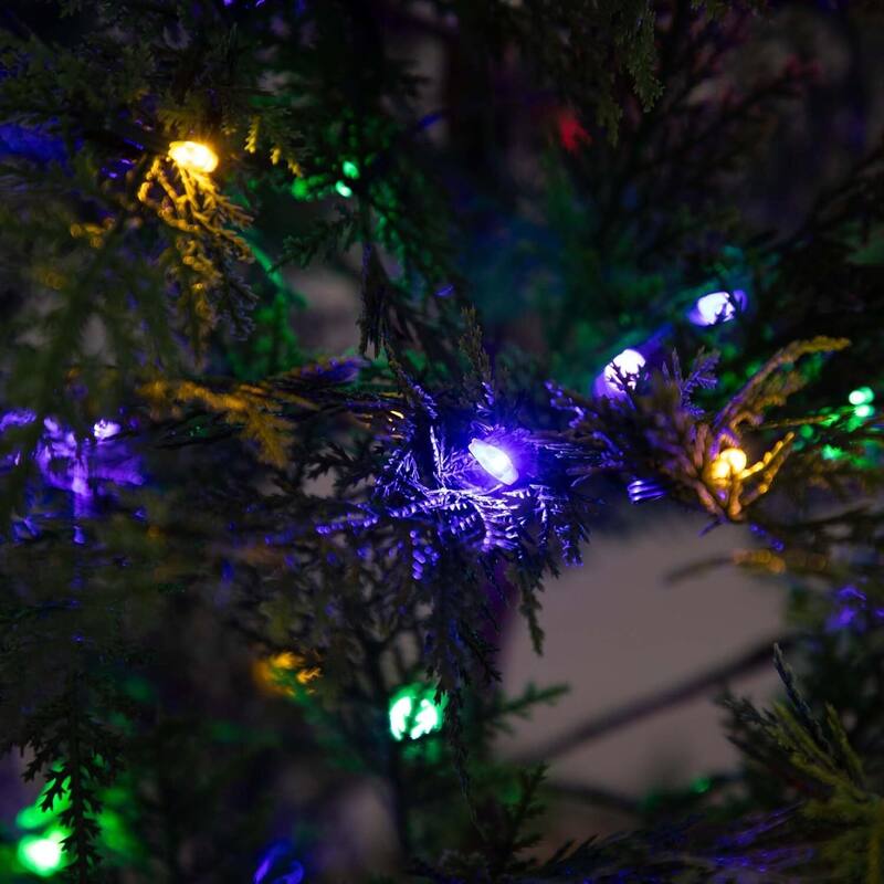 5ft. Pre-Lit Pine Artificial Christmas Tree with 200 Multicolored LED Dewdrop Lights - Vibrant Festive X-Mas Tree