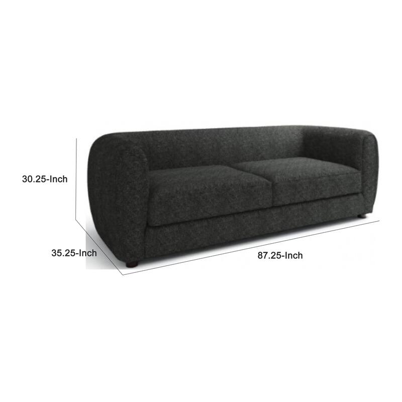Dly Retro Sofa, Black Boucle Seat, Welt Trims, 87 Inch, Tuxedo Style