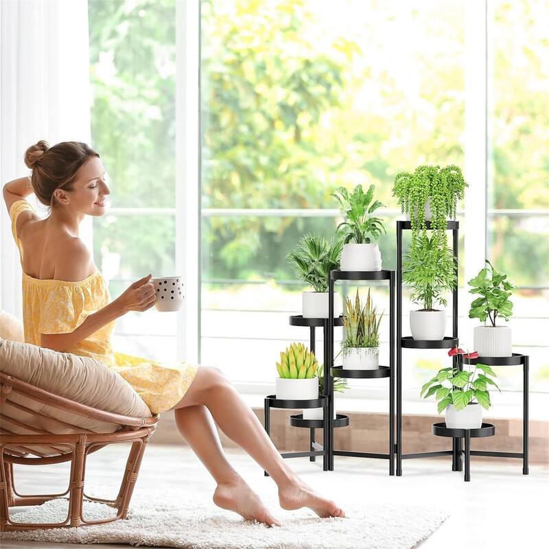 9 Tier Metal Plant Stand Indoor Outdoor - 37.7 x 9.4 x 32.3