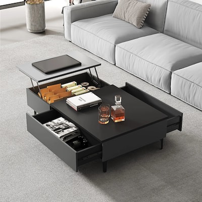51.18" Lift Top Coffee Table with Hidden Storage Compartment and 2 Drawers