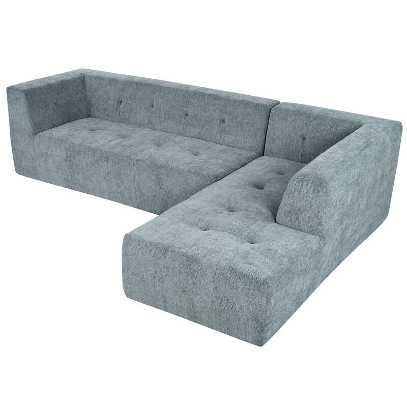 112"x74" Modular Sofa Set, Blue Gray, 2pcs Free Combo, L-Shaped