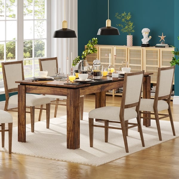 Rectangular Dining Table, Rustic Kitchen Table for 6 , 71 inches Wood