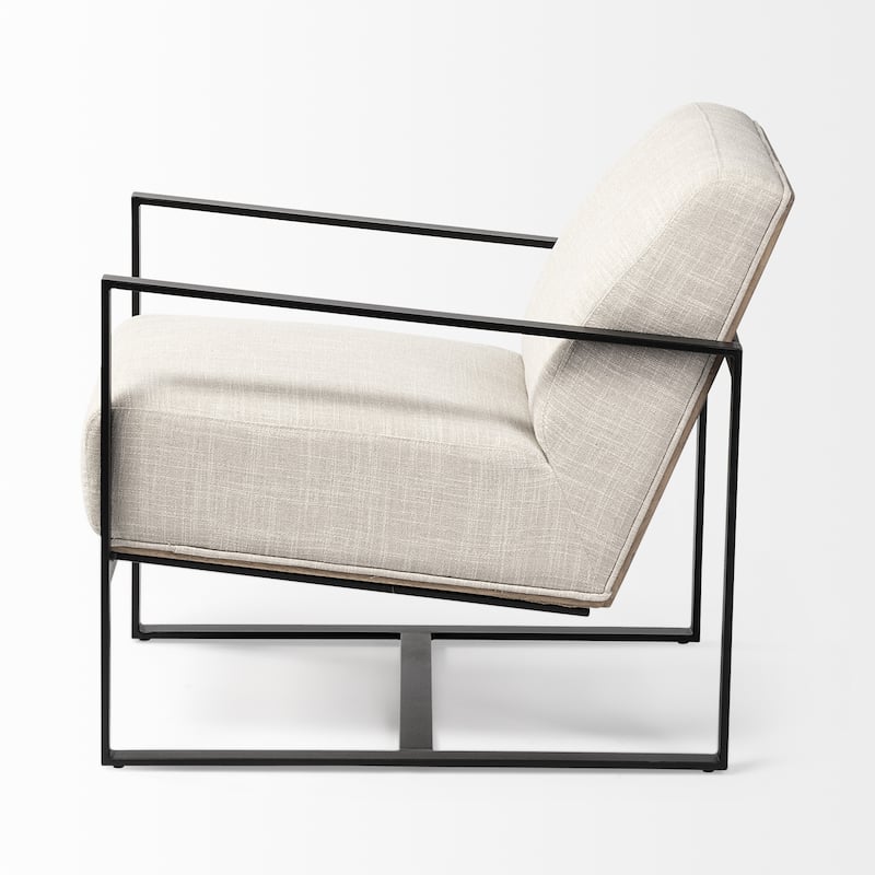 HomeRoots 32" Cream And Black Fabric Arm Chair - 31.88' X '28.93' X '24.4