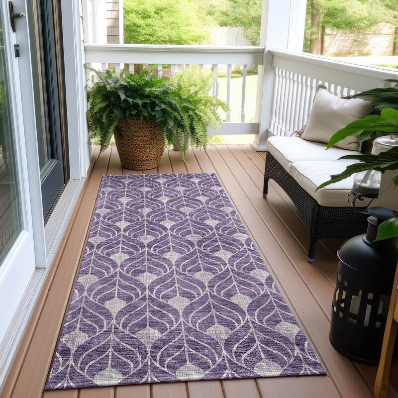 Machine Washable Indoor/ Outdoor Chantille Geo Teardrop Rug - Purple - 2'3" x 7'6"