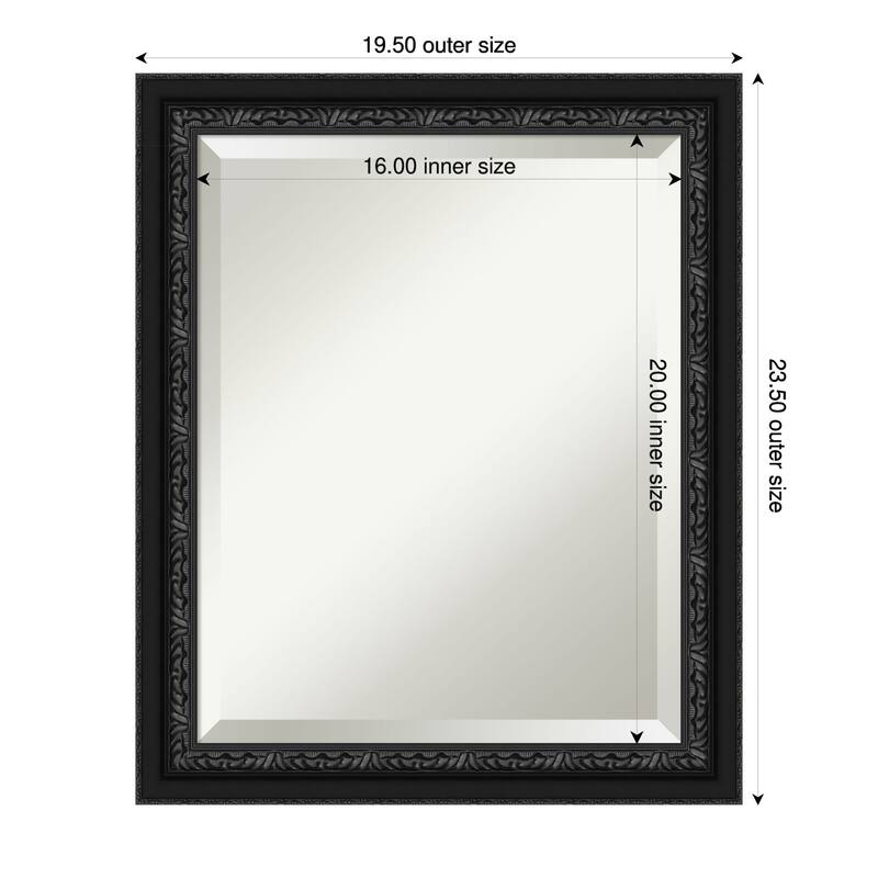 Downton Black Beveled Wood Framed Wall Mirror - Downton Black - 20 x 24 in