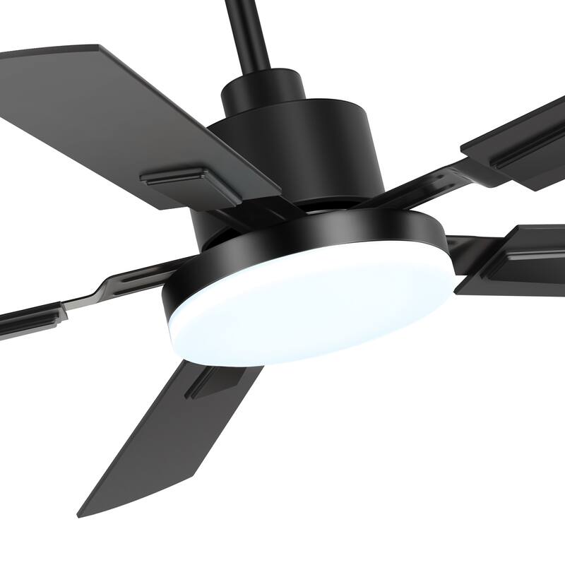 48"/52"/60" Modern Black LED Ceiling Fan with Light Remote (5/6 Reversible Blades)