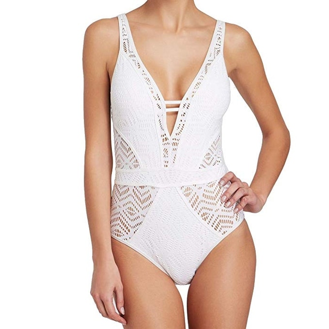 becca swimwear white crochet