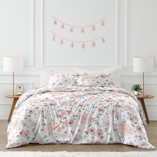 特別価格Sweet Jojo Designs Blush Pink, Grey and White Watercolor Elephant Safari Baby Girl Crib Bedding Set - 4 Pieces並行輸入 特別価格Sweet Jojo Designs Blush Pink Boho Shabby Chic Floral Girl