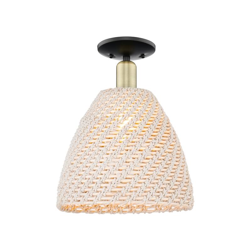 Innovations Lighting 716-1C-11-12 Natural Ballston Dome Semi-Flush - Black Antique Brass / Natural