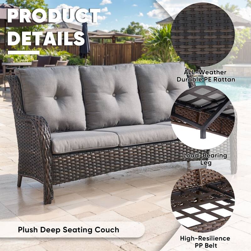 Outdoor Patio Sofa & All-Weather Rattan Sofa