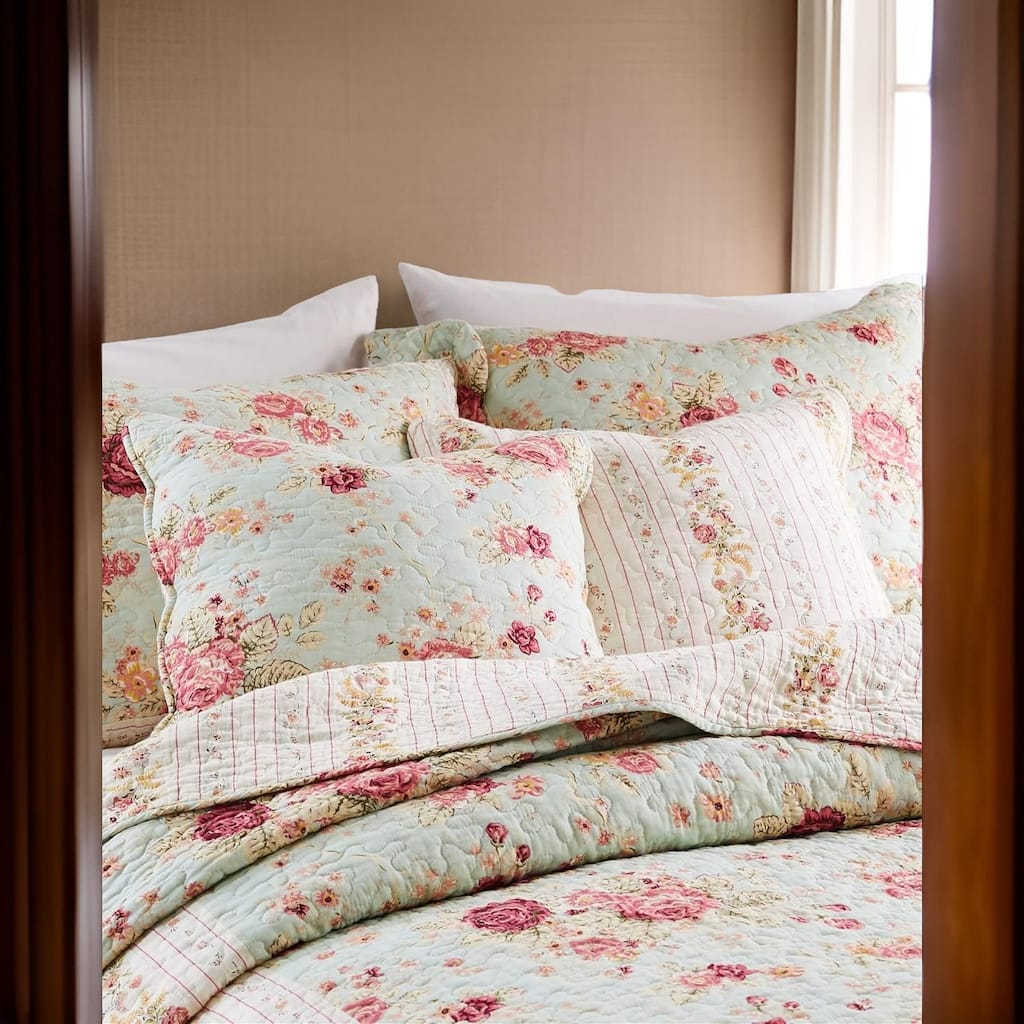 Rosle 18 Inch Set of 2 Accent Pillows, Cotton, Polyester, Multicolor Floral