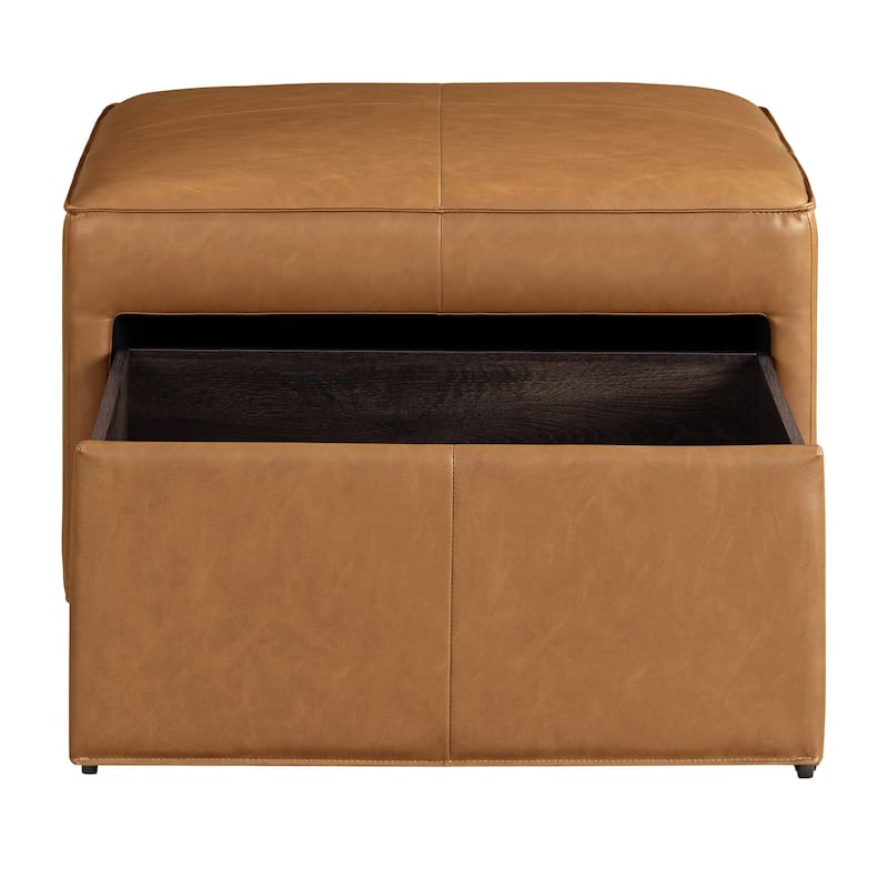 Studio Living Hanson Storage Ottoman in Faux Leather