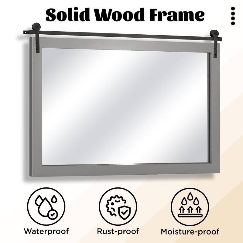 Rectangle Wood Framed Decorative Wall Mirror