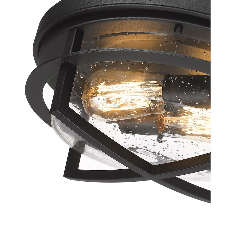 2-Light 13" Flush Mount Light Fixture with Seeded Glass Cover - 13