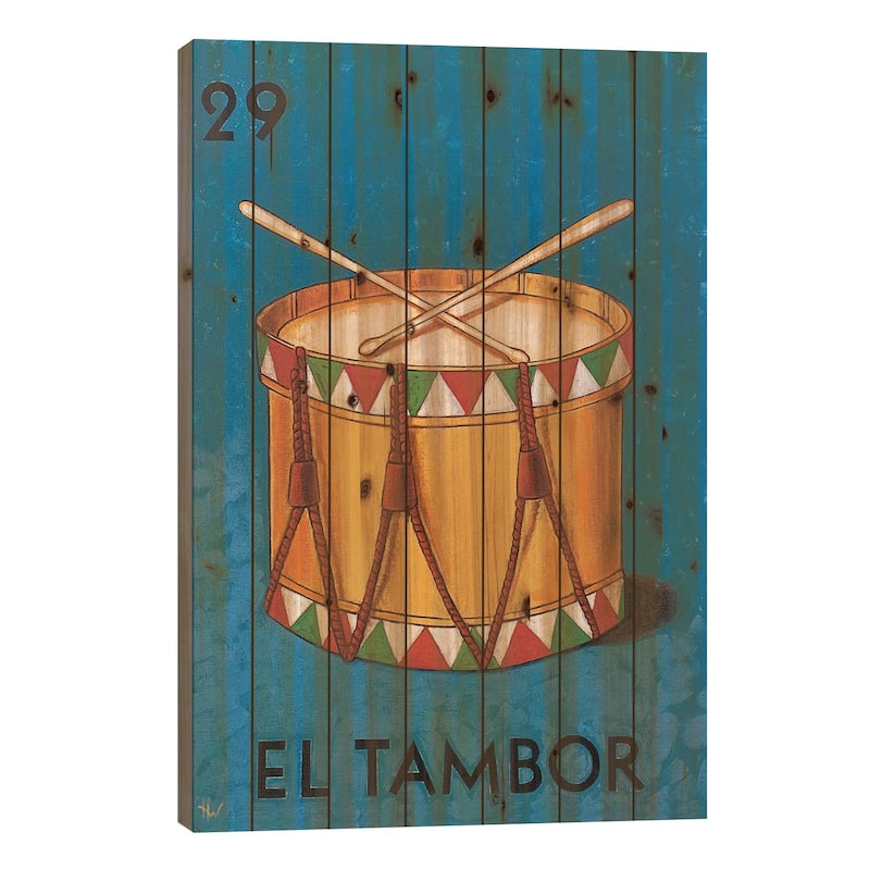 El Tambor Print On Wood by Holly Wood - Multi-Color - 26x18x1.5