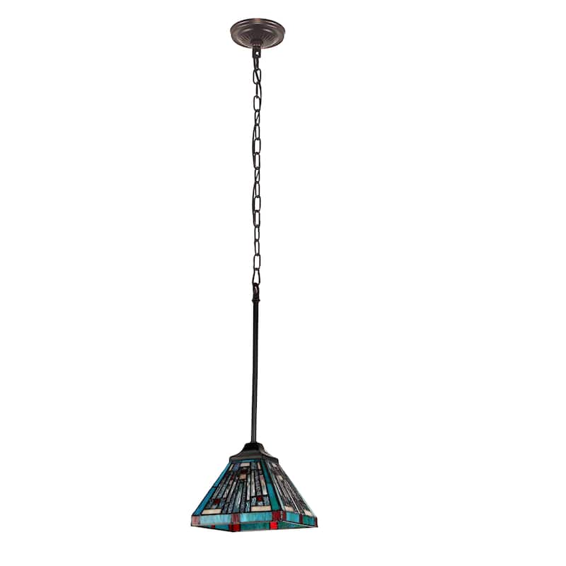 Tiffany-Style Mission Design 1-light Dark Bronze Hanging Pendant