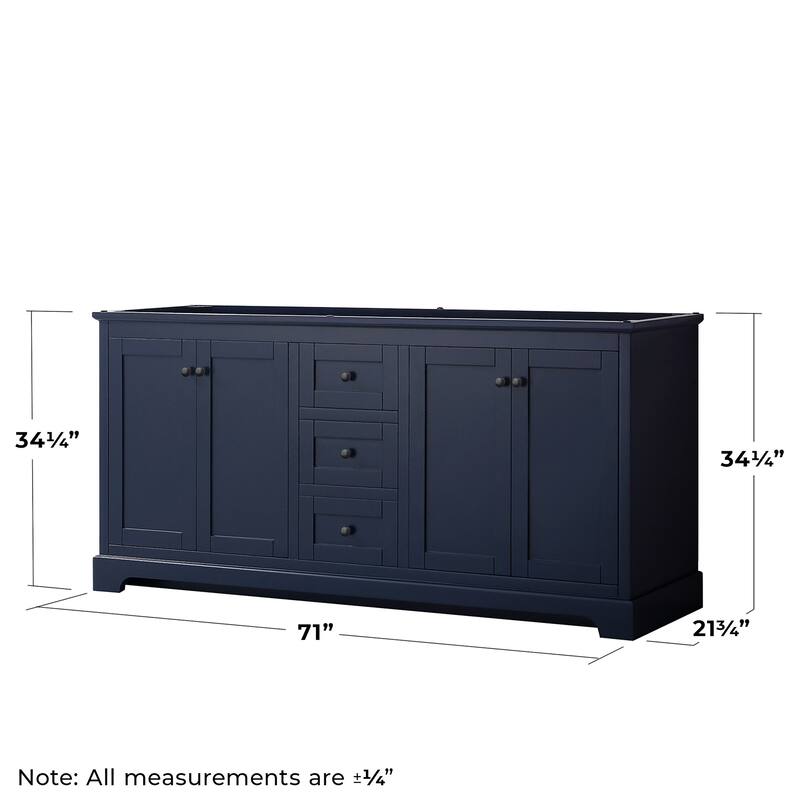 Wyndham Collection Avery 72" Double Free Standing Vanity Cabinet Only