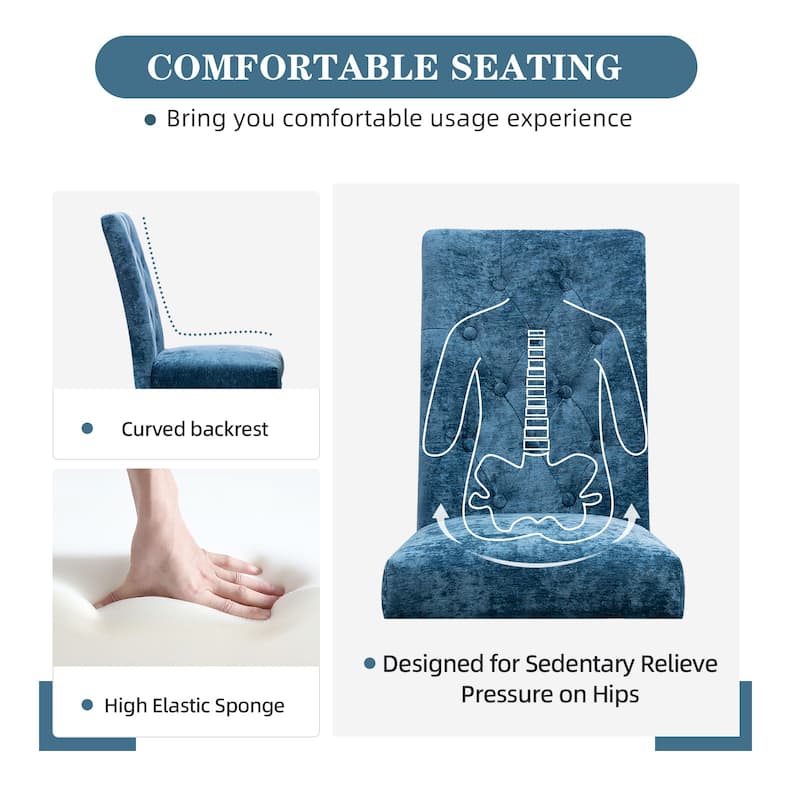 Set of 2 Modern Dining Chairs with Plush Velvet Upholstery, Sturdy Stainless Steel Legs & S-Shaped Springs - Ergonomic Support
