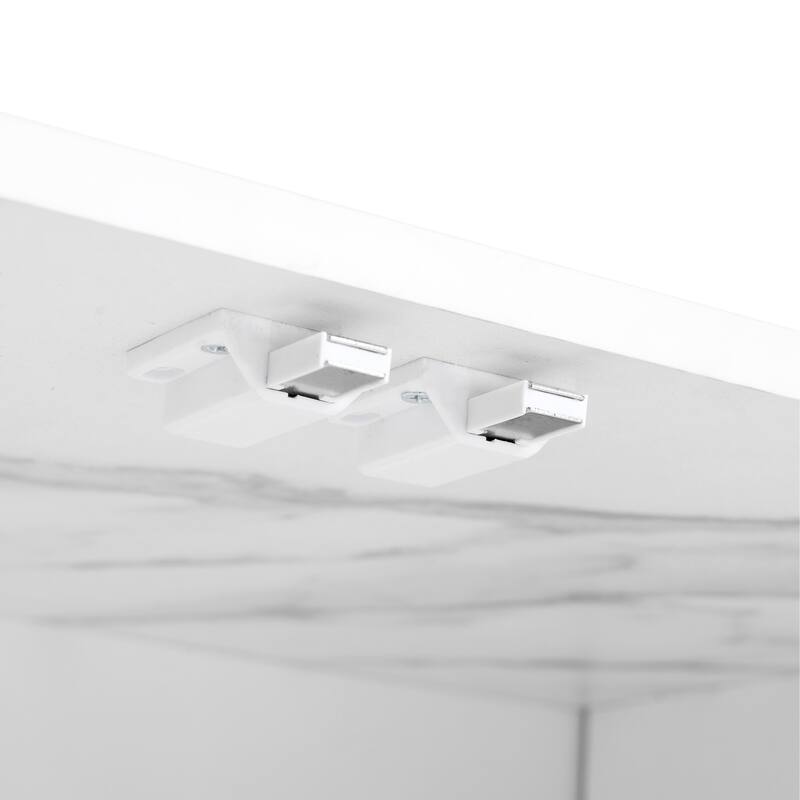 Roomfitters Modern APP Controlled TV Stand for TVs Up to 105'', Faux Marble Media Console with Ambient Lighting, Glass Doors