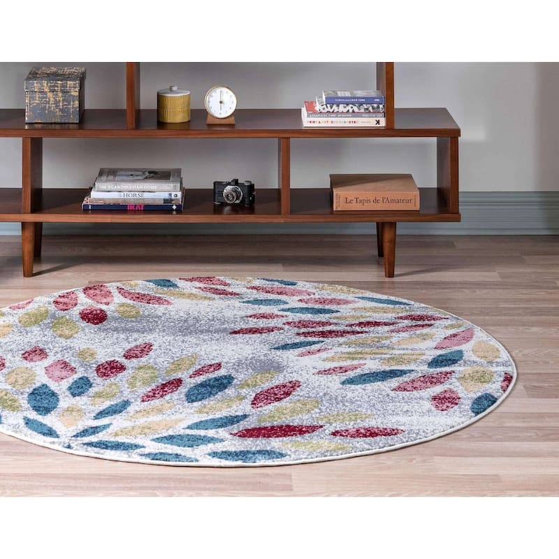 Contemporary Synnove Collection Area Rug - 5' Round - Multi