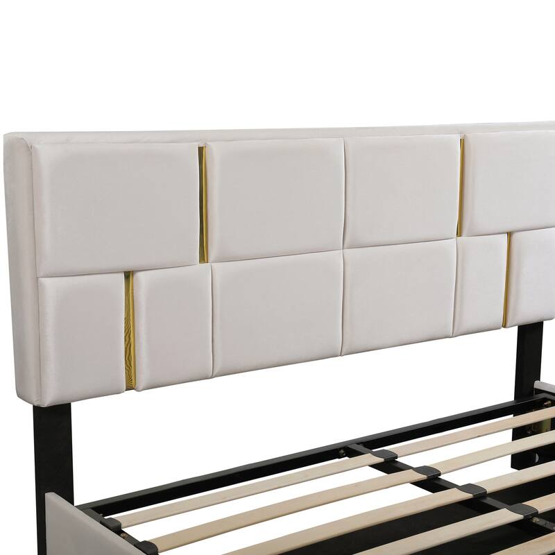 Queen Size Upholstered Platform Bed with Hydraulic Storage System,No Box Spring Needed,Black