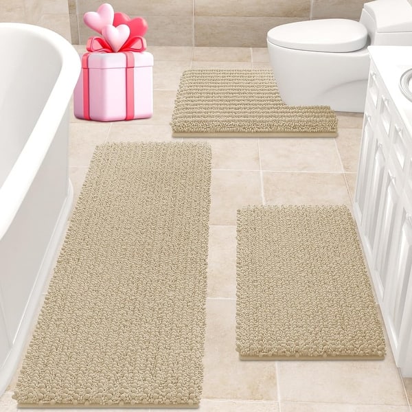 Upgrade Extra Large Beige Bathroom Rug Set 3 Pieces - Bed Bath & Beyond
