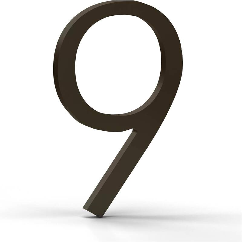 Mega Handles Modern Metal House Numbers | Heavy Duty Outdoor Address Digits | Easy to Install, Floating or Flush Mount Design - 9 - Matte Black