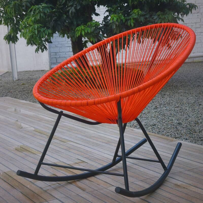 Acapulco Outdoor Woven Rocking Chairs (Set of 2) - Orange