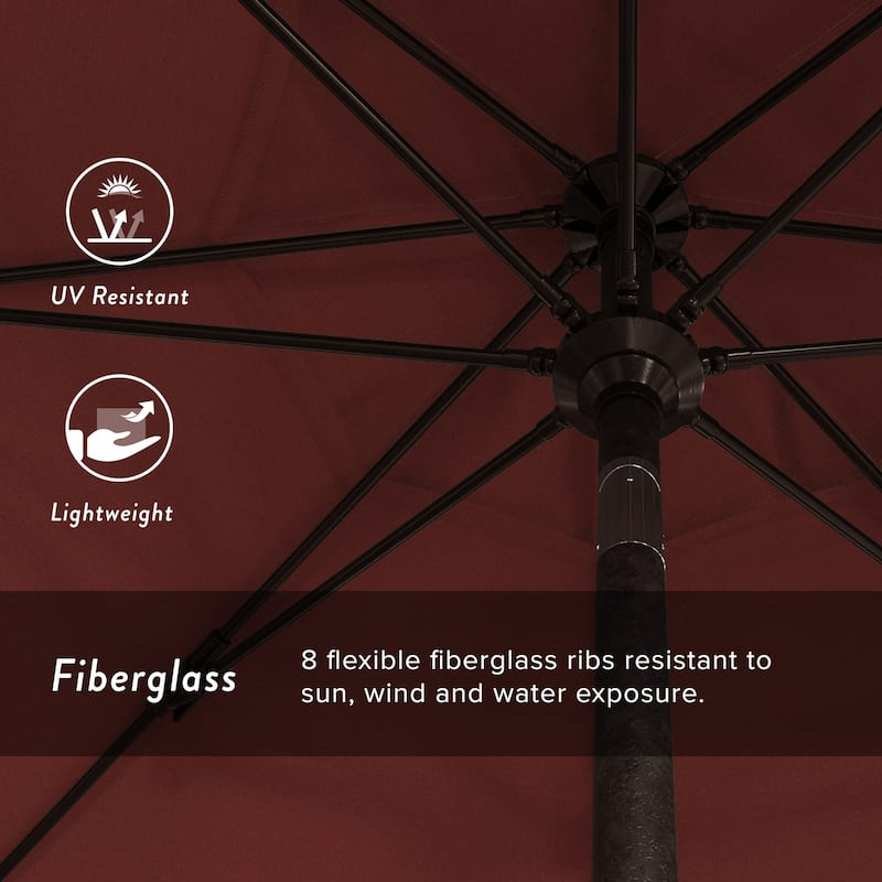 California Umbrella 9' Rd Patio Umbrella Bronze Aluminum Frame Fiberglass Ribs Crank Lift Collar Tilt Sunbrella